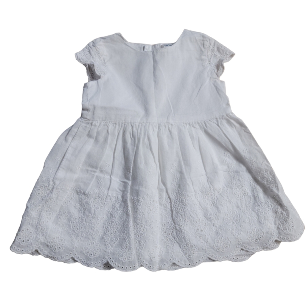 Carter's Baby Girl Summer Lace Detail Short Sleeve White Dress - Lined, 6 months